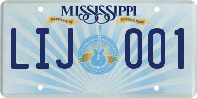 MS license plate LIJ001
