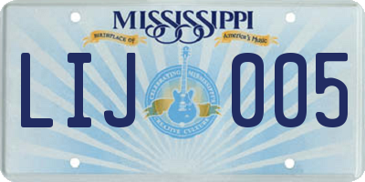 MS license plate LIJ005