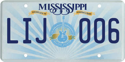 MS license plate LIJ006