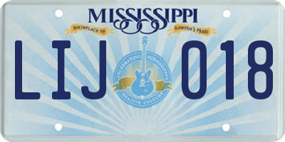 MS license plate LIJ018