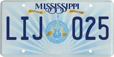 MS license plate LIJ025