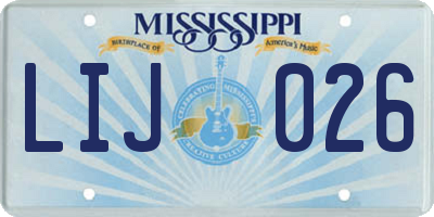 MS license plate LIJ026