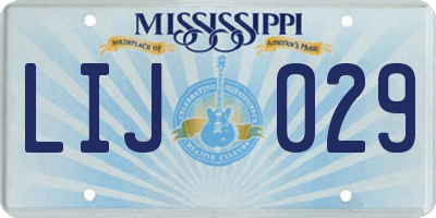 MS license plate LIJ029