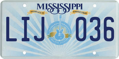 MS license plate LIJ036