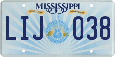 MS license plate LIJ038