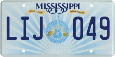MS license plate LIJ049