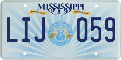 MS license plate LIJ059