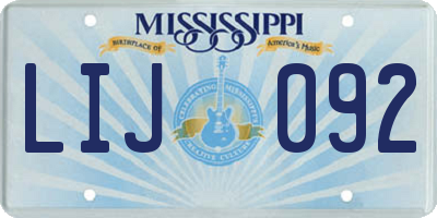 MS license plate LIJ092