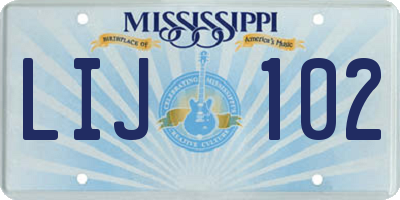 MS license plate LIJ102