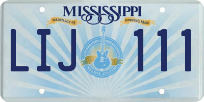 MS license plate LIJ111