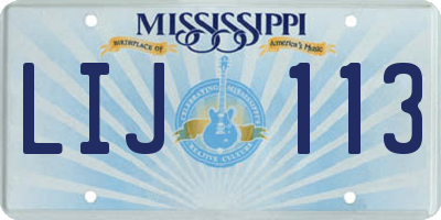 MS license plate LIJ113
