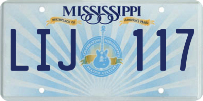 MS license plate LIJ117