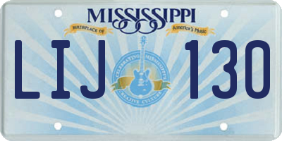 MS license plate LIJ130