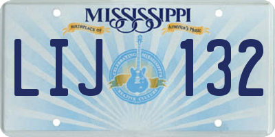 MS license plate LIJ132