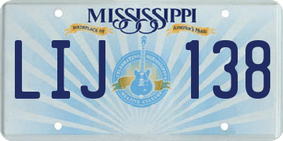 MS license plate LIJ138