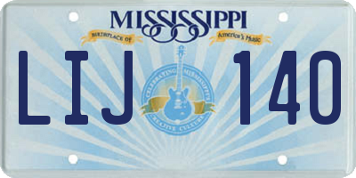 MS license plate LIJ140