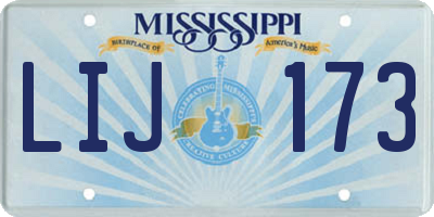 MS license plate LIJ173