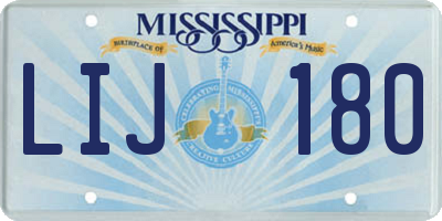 MS license plate LIJ180