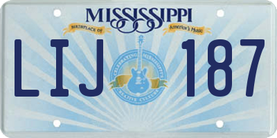MS license plate LIJ187