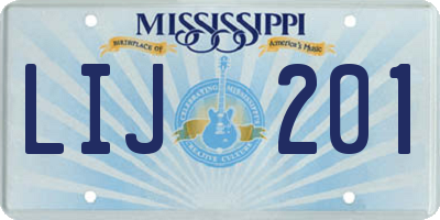 MS license plate LIJ201