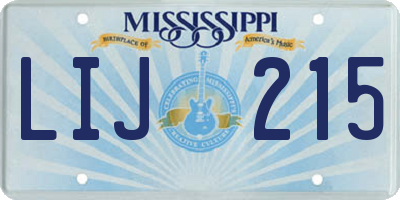 MS license plate LIJ215