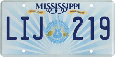 MS license plate LIJ219