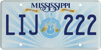 MS license plate LIJ222