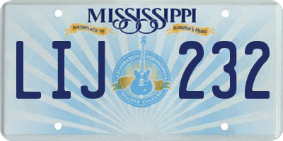 MS license plate LIJ232