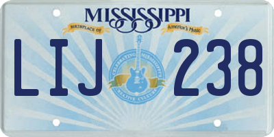 MS license plate LIJ238