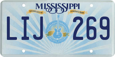MS license plate LIJ269