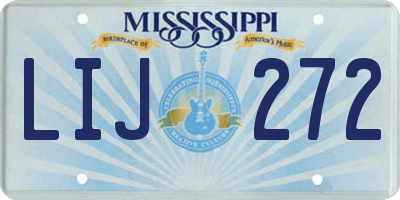 MS license plate LIJ272