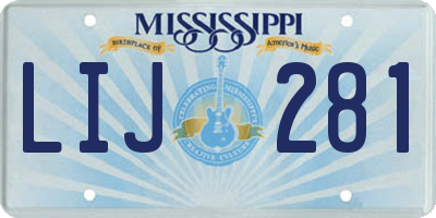 MS license plate LIJ281