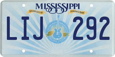 MS license plate LIJ292