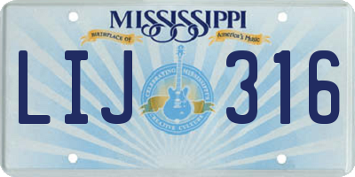 MS license plate LIJ316