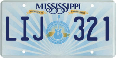 MS license plate LIJ321