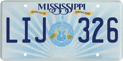 MS license plate LIJ326