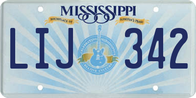 MS license plate LIJ342