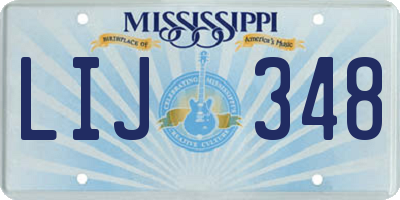 MS license plate LIJ348