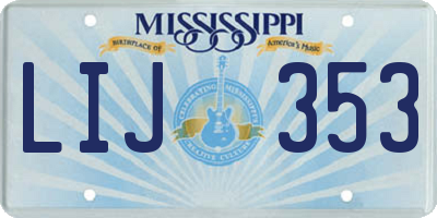 MS license plate LIJ353