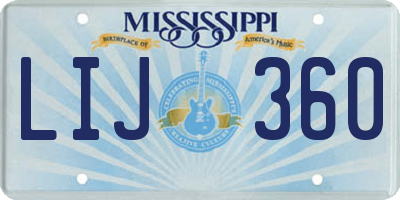 MS license plate LIJ360