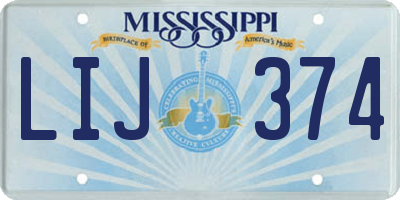MS license plate LIJ374