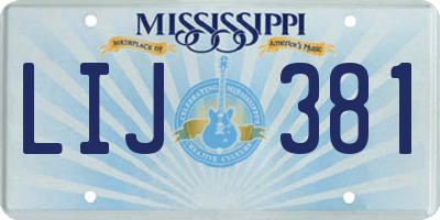 MS license plate LIJ381