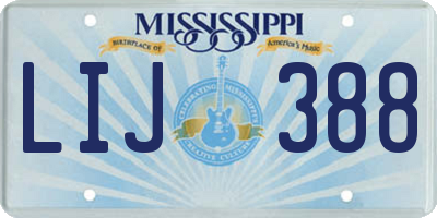 MS license plate LIJ388