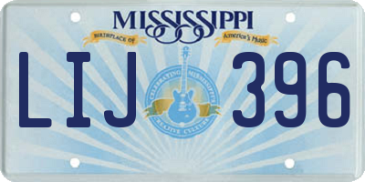 MS license plate LIJ396