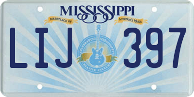 MS license plate LIJ397