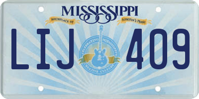 MS license plate LIJ409