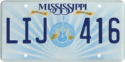 MS license plate LIJ416