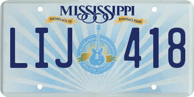 MS license plate LIJ418