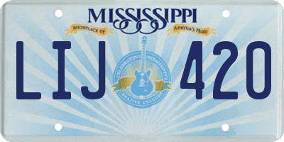 MS license plate LIJ420