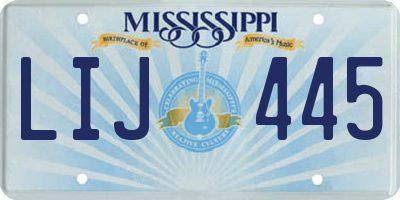 MS license plate LIJ445